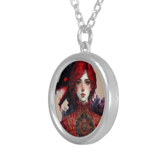 hallowen girl silver plated necklace (Front Right)