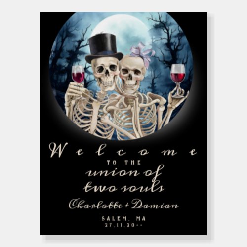 Hallowen Gothic Skeleton Dark Wedding Welcome Sign