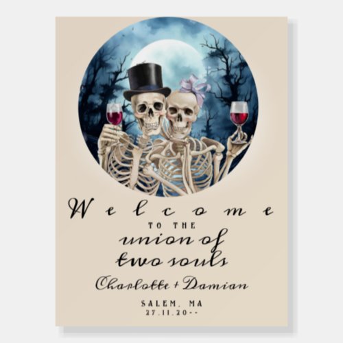 Hallowen Gothic Skull Tarot Lovers Wedding Welcome Foam Board