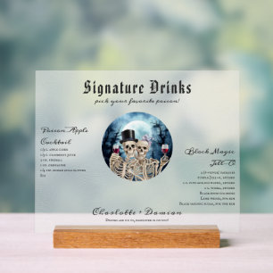 Hallowen Gothic Skulls Tarot The Lovers Wedding Acrylic Sign