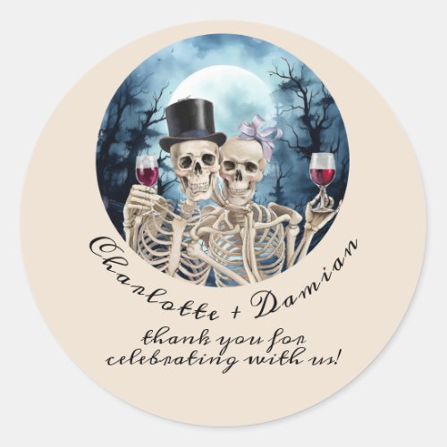 Hallowen Gothic Skulls Tarot The Lovers Wedding Classic Round Sticker