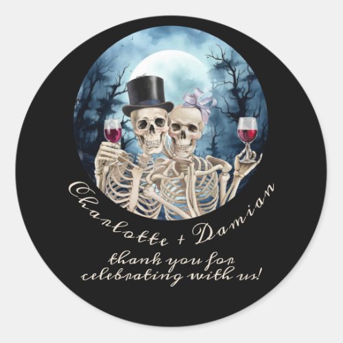 Hallowen Gothic Skulls Tarot The Lovers Wedding Classic Round Sticker
