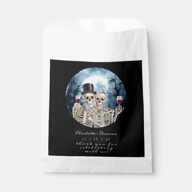 Hallowen Gothic Skulls Tarot The Lovers Wedding Favor Bag (Front)
