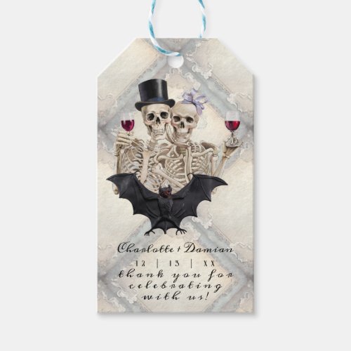 Hallowen Gothic Skulls Tarot The Lovers Wedding Gift Tags