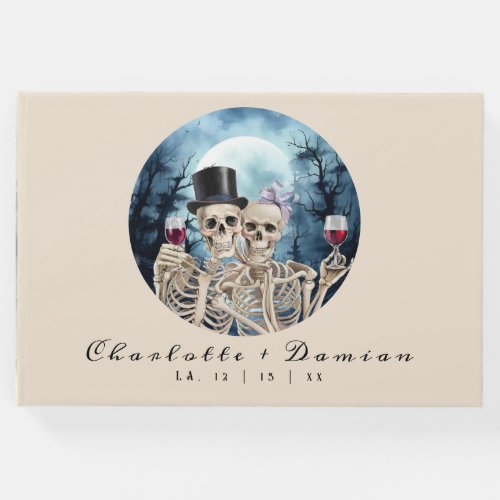 Hallowen Gothic Skulls Tarot The Lovers Wedding Guest Book