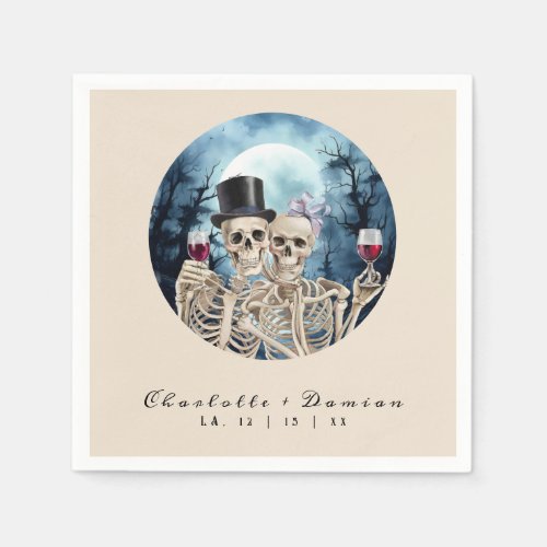 Hallowen Gothic Skulls Tarot The Lovers Wedding Napkins