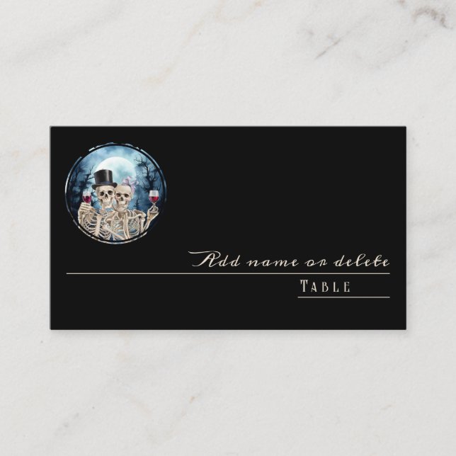 Hallowen Gothic Skulls Tarot The Lovers Wedding Place Card (Front)