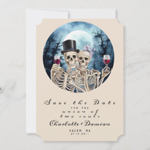 Hallowen Gothic Skulls Tarot The Lovers Wedding Save The Date