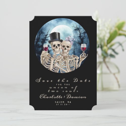 Hallowen Gothic Skulls Tarot The Lovers Wedding Save The Date