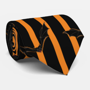 Hallowen Stripes and Bats Neck Tie