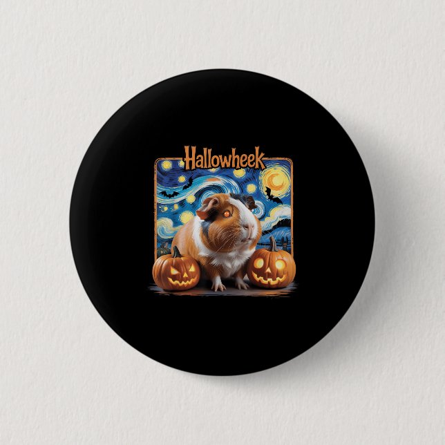 Hallowheek Guinea G Halloween Art  Button (Front)