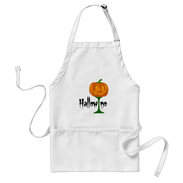 Hallowino Pumpkin Wine Glass Halloween Adult Apron (Front)