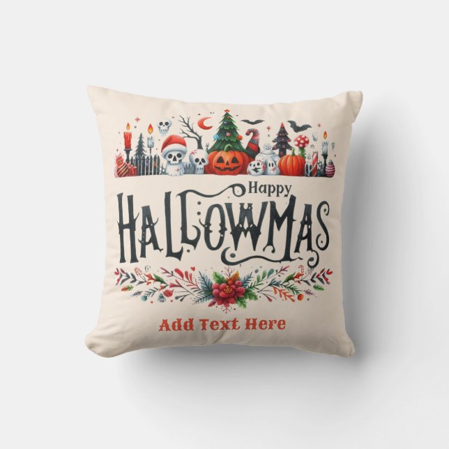 Hallowmas DECOR Halloween Christmas Mashup  Throw Pillow (Front)