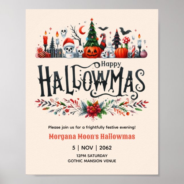 Hallowmas EVENT POSTER Halloween Christmas Mashup (Front)