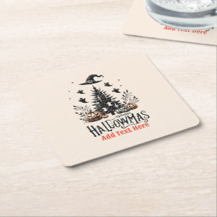 Hallowmas Halloween Christmas Mashup Square Paper Coaster