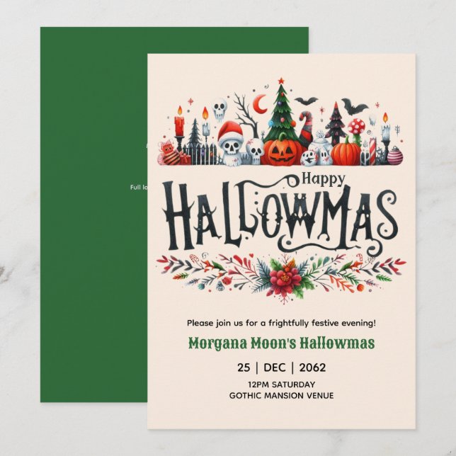 Hallowmas Invitations Christmas with Spooky Theme (Front/Back)