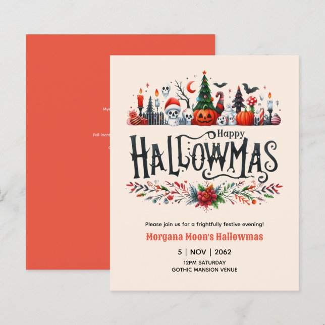 Hallowmas Invitations Halloween Christmas Mashup (Front/Back)