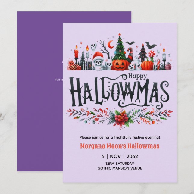 Hallowmas Invitations Halloween Christmas Mashup (Front/Back)