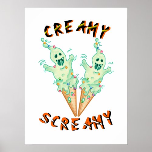 Hallows Creamy Screamy Witchy Boo Scary Halloween Poster