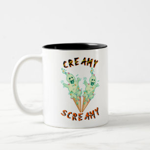 Hallows Creamy Screamy Witchy Boo Scary Halloween Two-Tone Coffee Mug