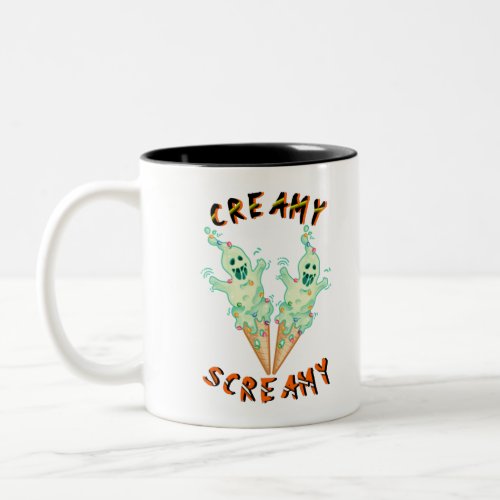 Hallows Creamy Screamy Witchy Boo Scary Halloween Two_Tone Coffee Mug