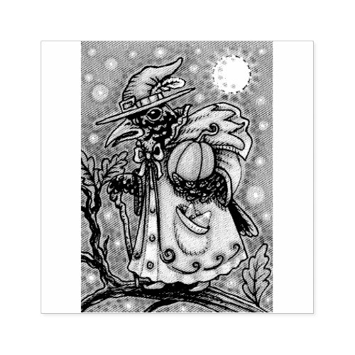 HALLOWS EVE BLACKBIRD WIZARD, HALLOWEEN RAVEN RUBBER STAMP