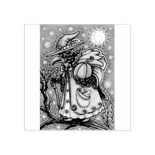HALLOWS EVE BLACKBIRD WIZARD, HALLOWEEN RAVEN RUBBER STAMP