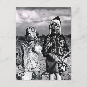 Hallow's Eve of Yesteryear Masks Postcard