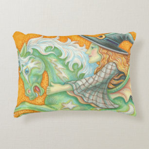 HALLOWS EVE WITCH AND HORSE ACCENT PILLOW