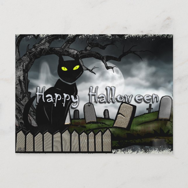 Hallows Graveyard Halloween Postcard (Front)