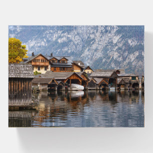 Hallstatt Austria Boathouses on the Lake Paperweight