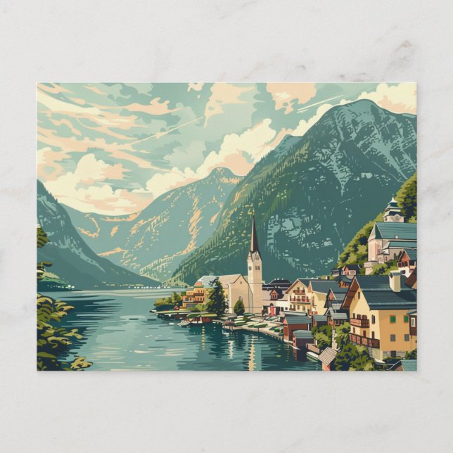 Hallstatt, Austria Vintage Travel  Postcard (Front)