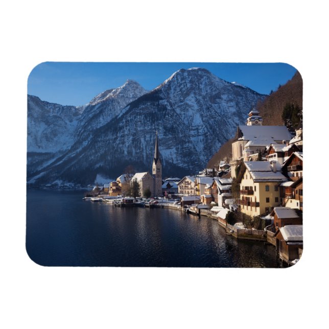 Hallstatt town in the snow in winter magnet (Horizontal)