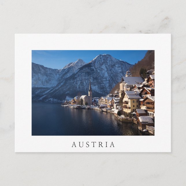 Hallstatt town in the snow in winter postcard (Front)