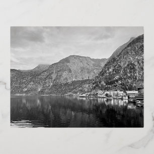 Hallstatt Village Lake Foil Holiday Postcard