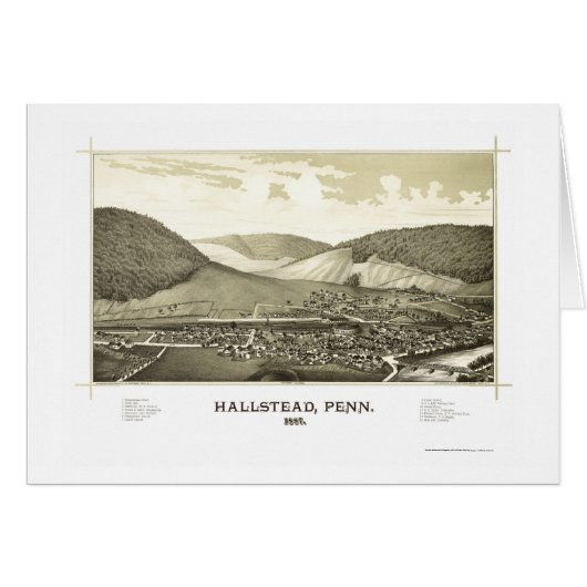 Hallstead, PA Panoramic Map - 1887 Cards (Front Horizontal)