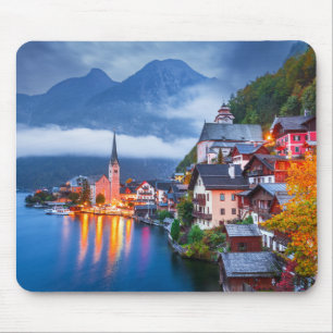 Hallsttatt night scene, Austria Mouse Pad