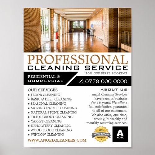 Hallway Floor Cleaning Service Advertising Poster