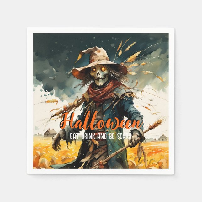 Hallween Eat Drink and Be Scary Scarecrow Napkins (Front)