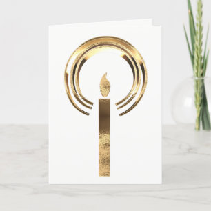 Halo around Candle Flame Gold Elegant Christmas Holiday Card