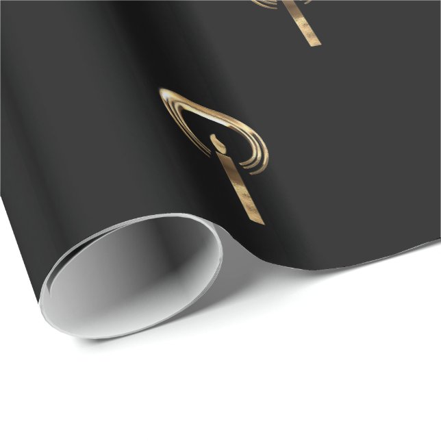 Halo around Candle Flame Pattern Black and Gold Wrapping Paper (Roll Corner)