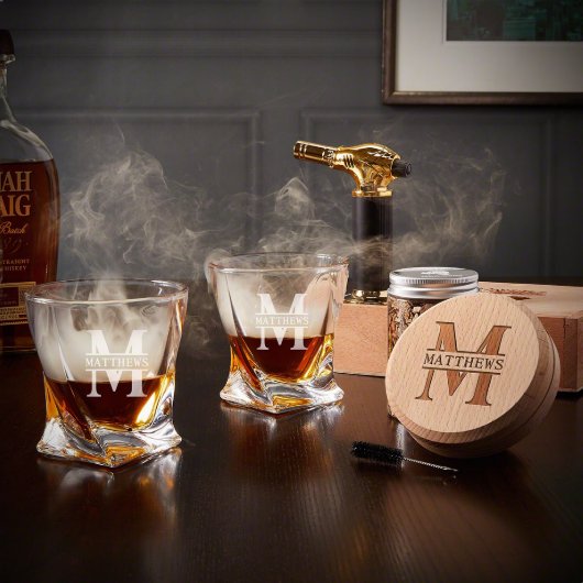 Halo Bourbon Smoker Kit with 2 Cool Twist Glasses (Front)