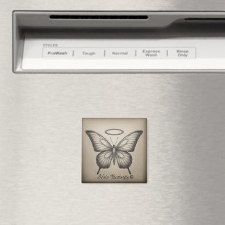 Halo Butterfly Trademark Logo Square Magnet