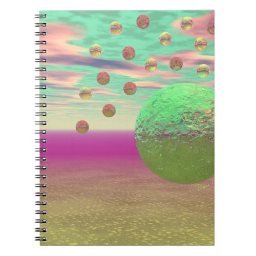 Halo of Moons, Abstract Colorful Cosmos Notebook