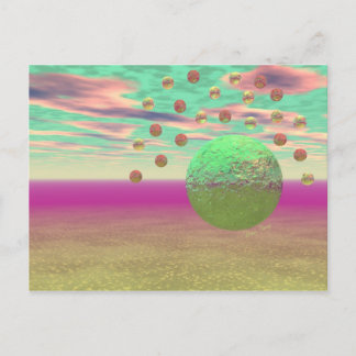 Halo of Moons, Abstract Colorful Cosmos Postcard