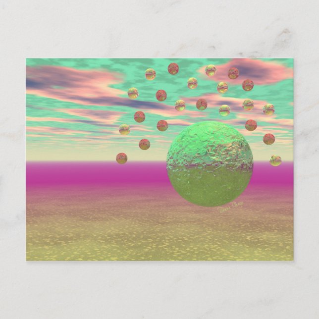 Halo of Moons, Abstract Colorful Cosmos Postcard (Front)