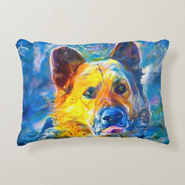 Halo:  Portrait of a German Shepherd  Accent Pillow (Front)