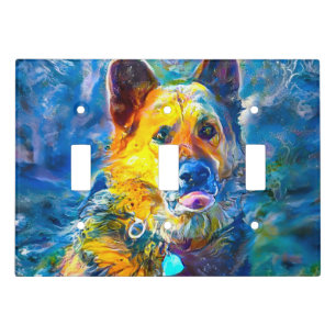 Halo: Portrait of a German Shepherd Light Switch Cover