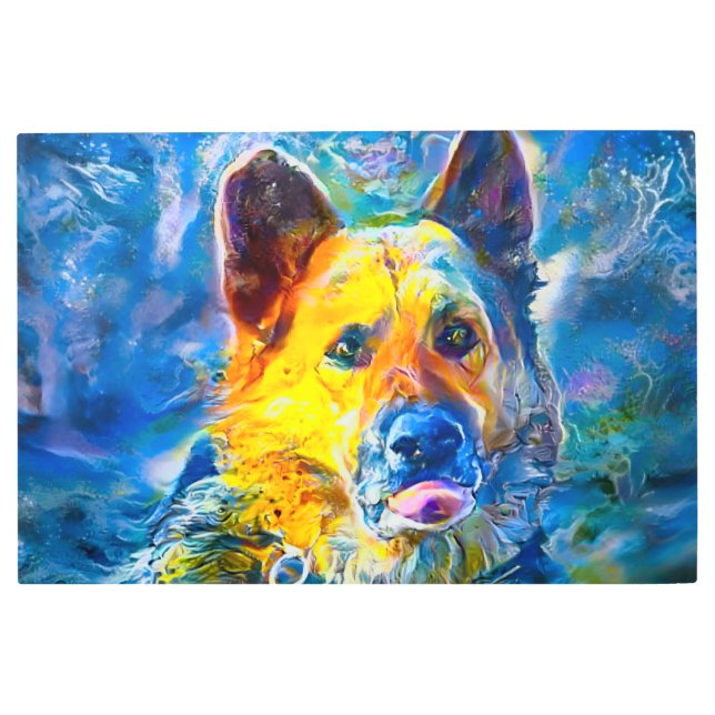 Halo:  Portrait of a German Shepherd  Metal Print (Front)