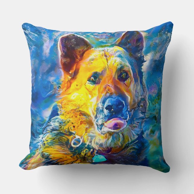 Halo:  Portrait of a German Shepherd  Throw Pillow (Front)